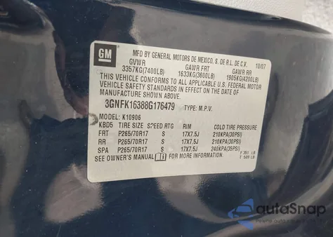 2008 Chevrolet Suburban 1500 Lt from USA, damaged, VIN 3GNFK16388G176479